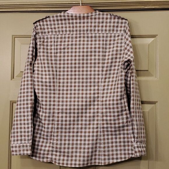 Women's Faconnable plaid v neck button front shirt - Picture 2 of 13